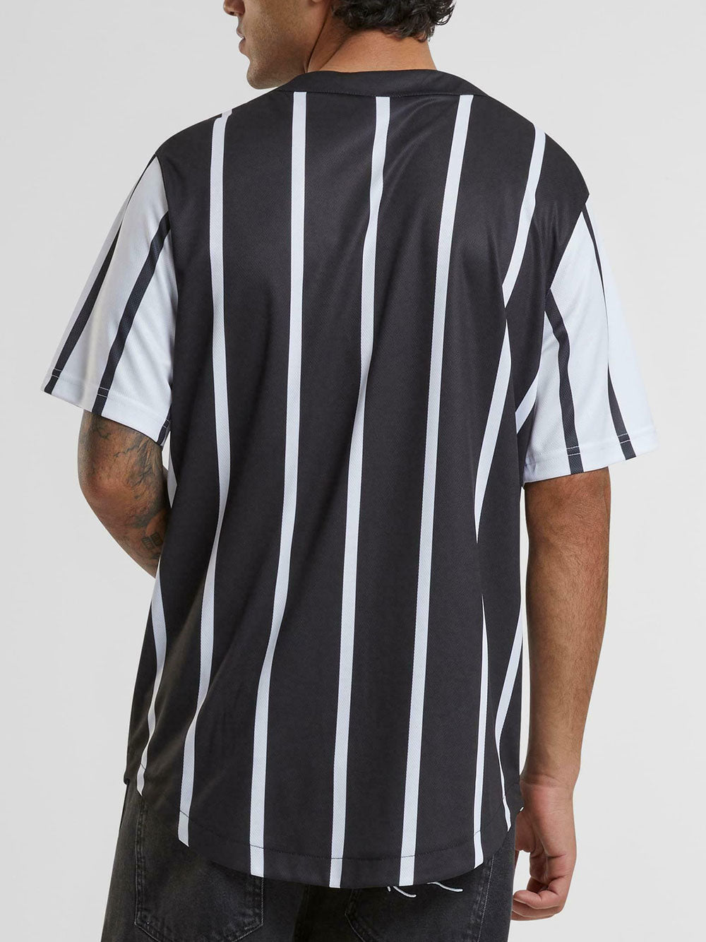 Camicia Karl Kani Serif Striped Block Baseball da Uomo - Nero