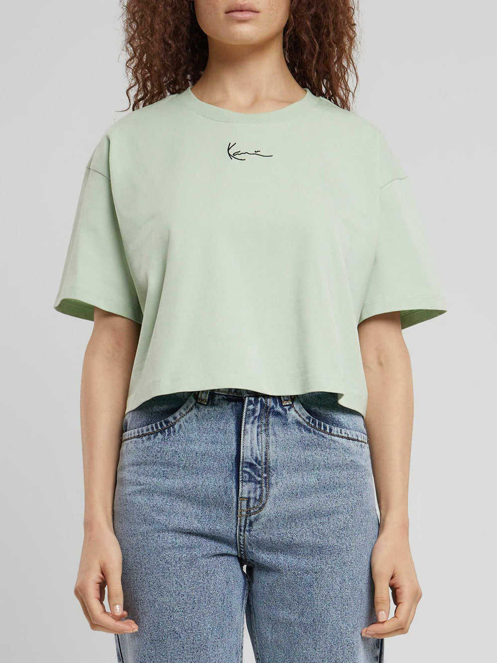 T-shirt Karl Kani Small Signature Crop da Donna - Verde