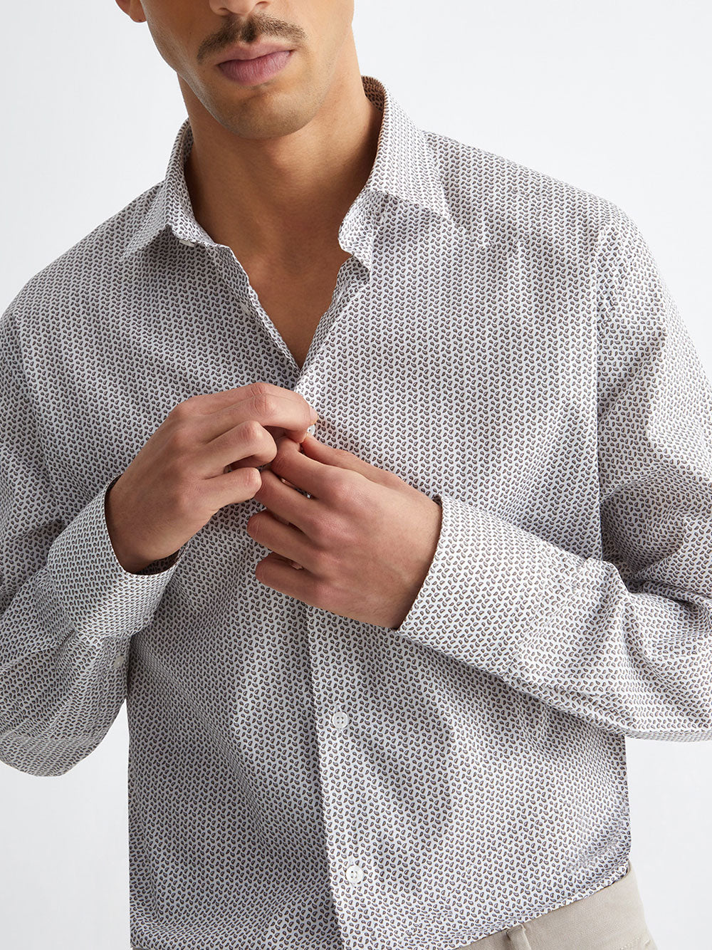 Camicia Classica Liu Jo Slim Milanodrop da Uomo - Bianco Marrone