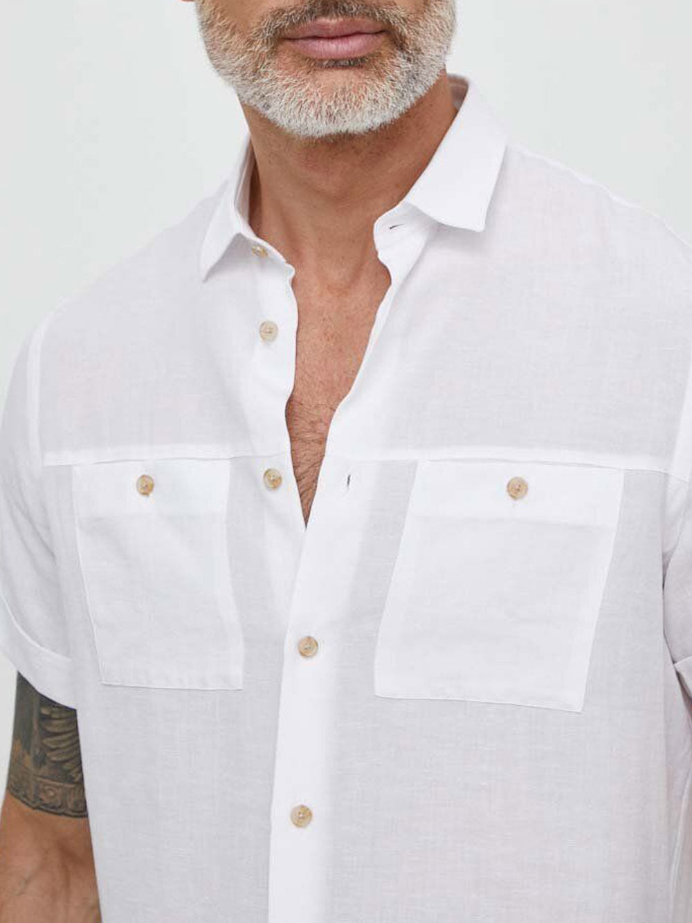 Camicia Casual Liu Jo Pocketlinen da Uomo - Bianco