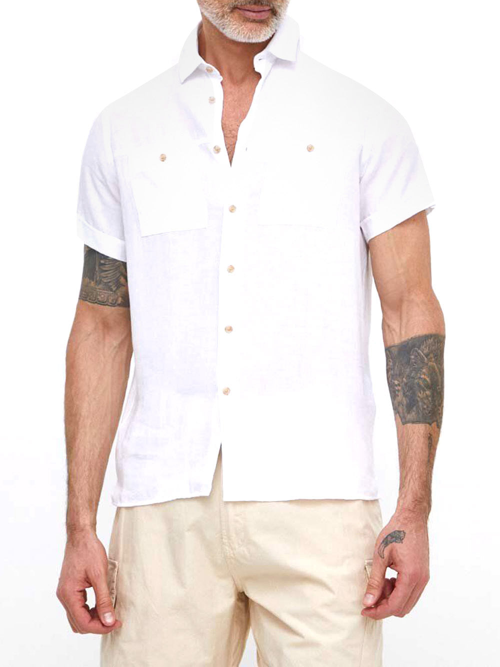 Camicia Casual Liu Jo Pocketlinen da Uomo - Bianco