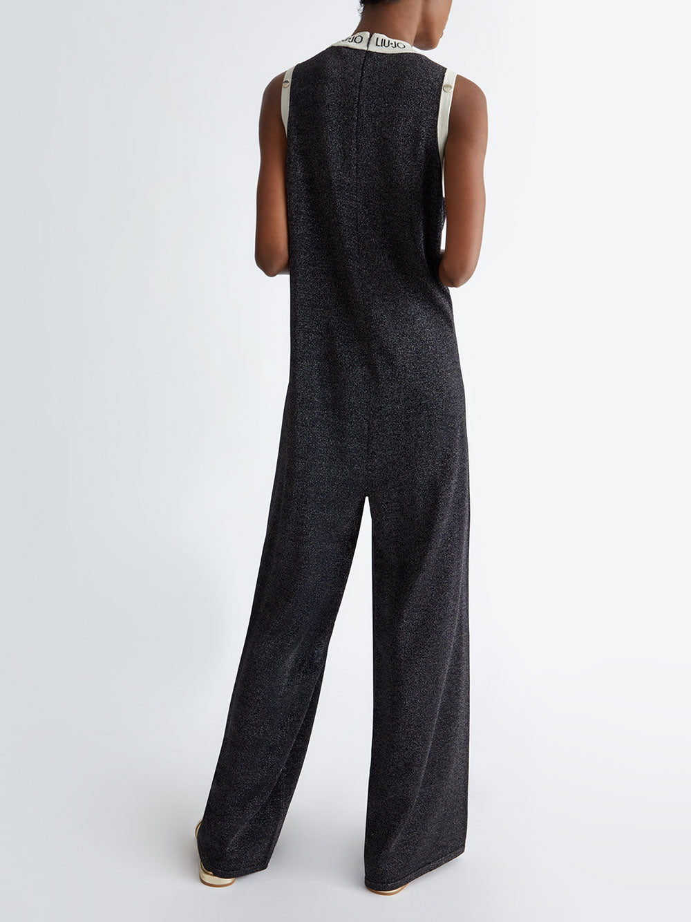 Jumpsuit Liu Jo Lurex Logo Jacquard da Donna - Nero