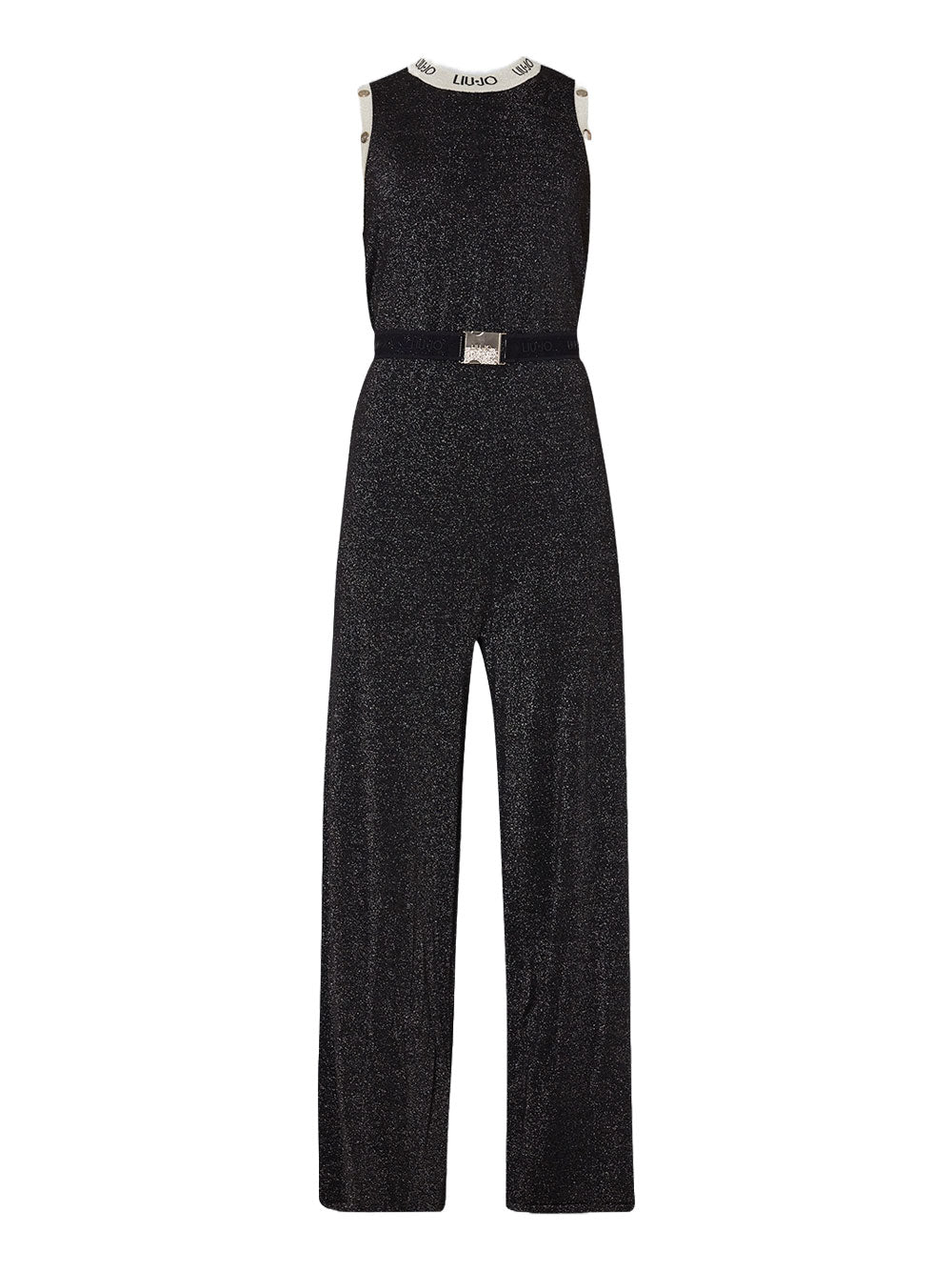 Jumpsuit Liu Jo Lurex Logo Jacquard da Donna - Nero