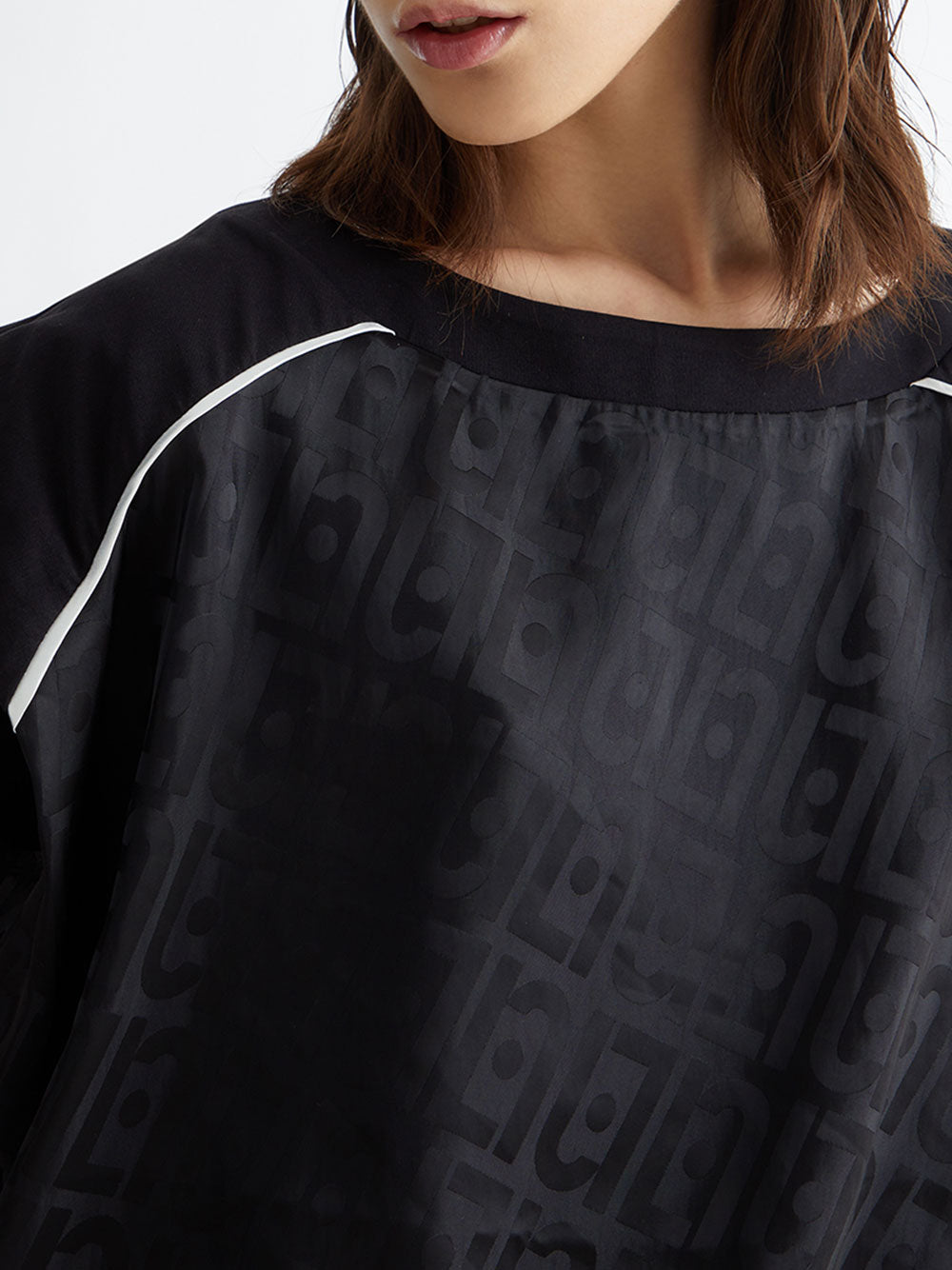 T-shirt Liu Jo Logo Jacquard da Donna - Nero