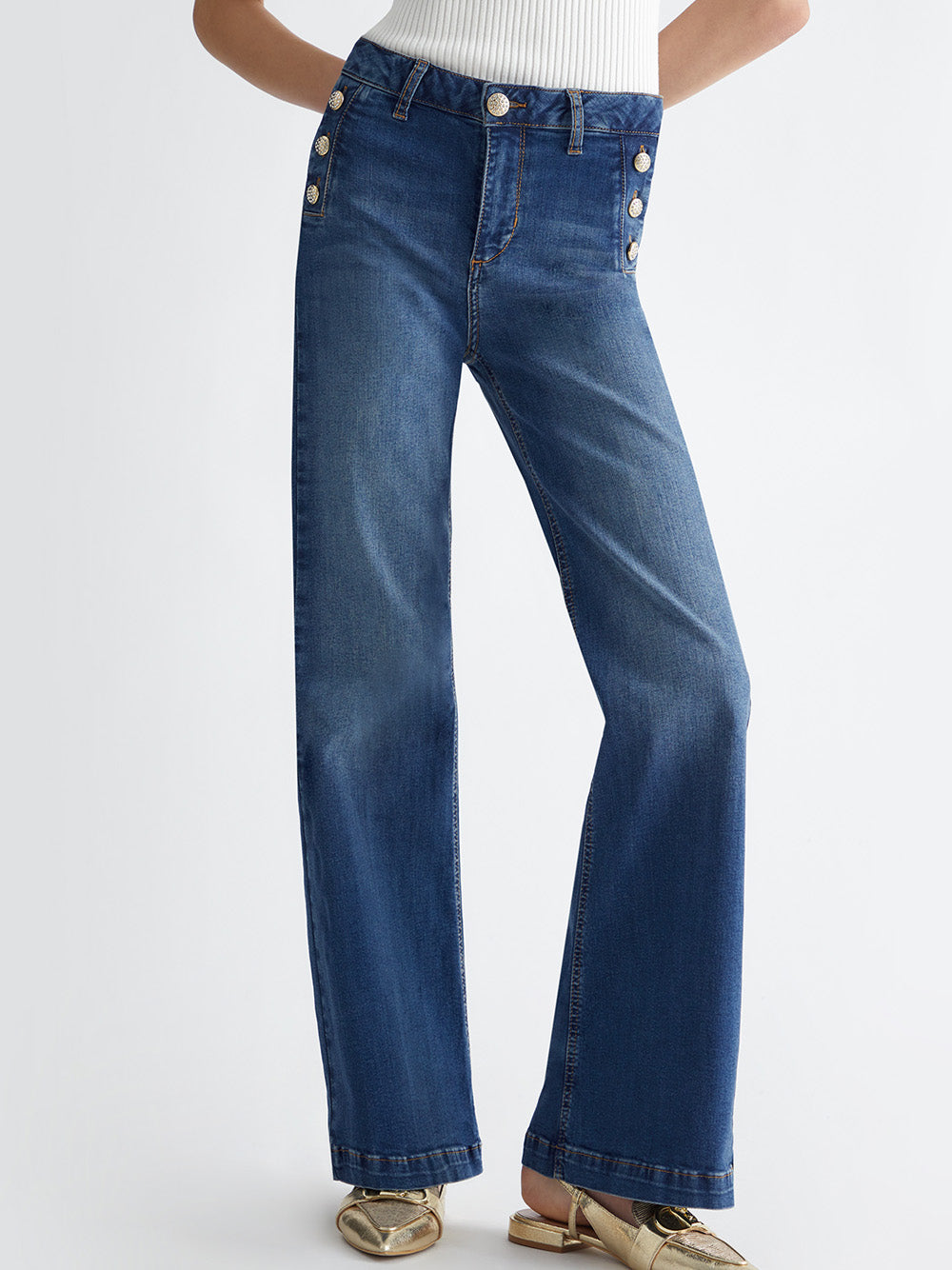 Jeans a Zampa Liu Jo Flare HW Jewel da Donna - Denim