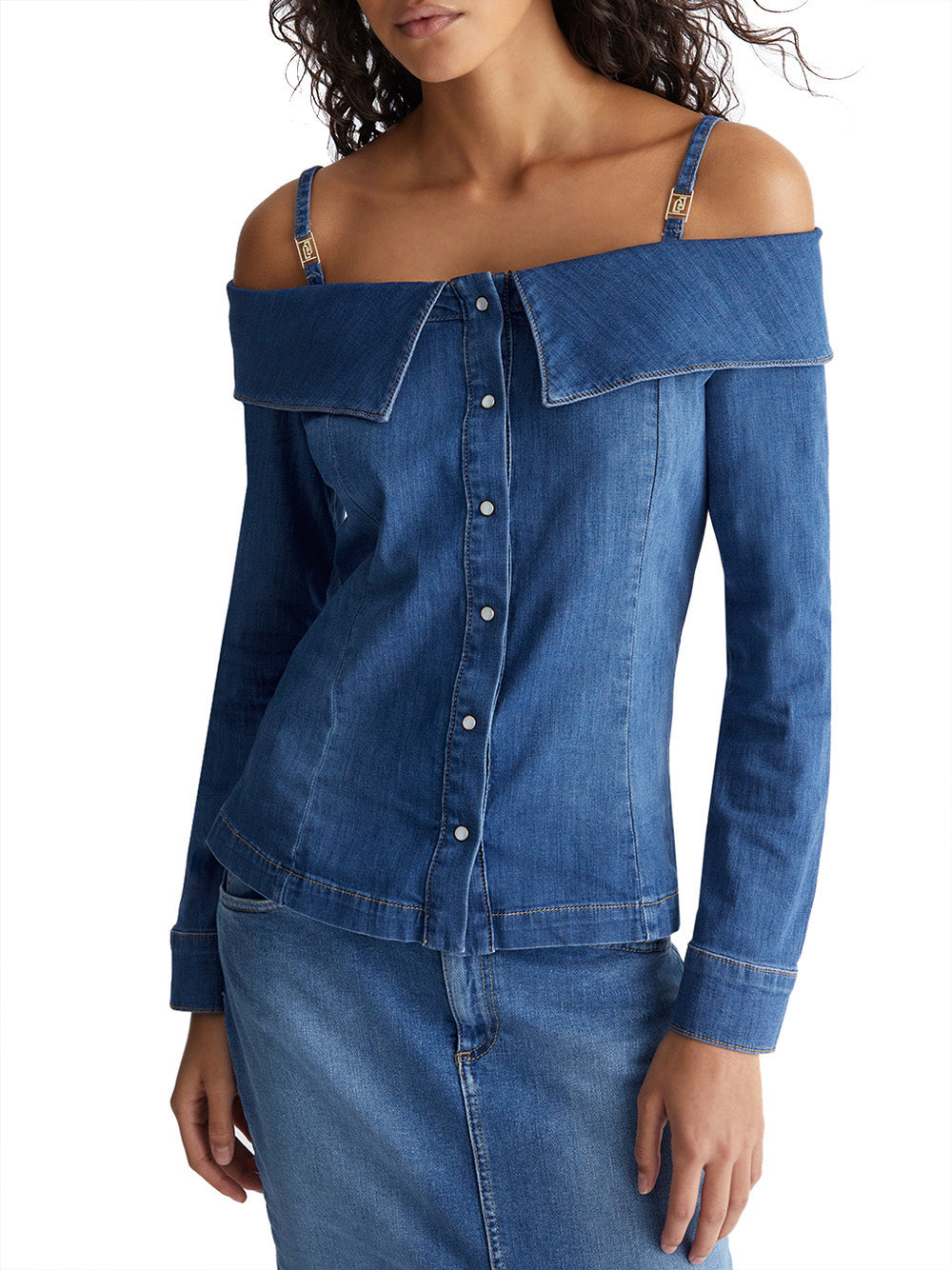 Camicia Jeans Liu Jo Boat Neck da Donna - Denim