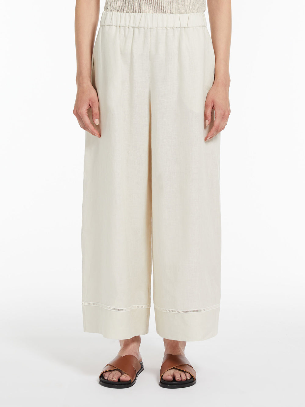 Pantalone Palazzo Max Mara Brama da Donna - Avorio