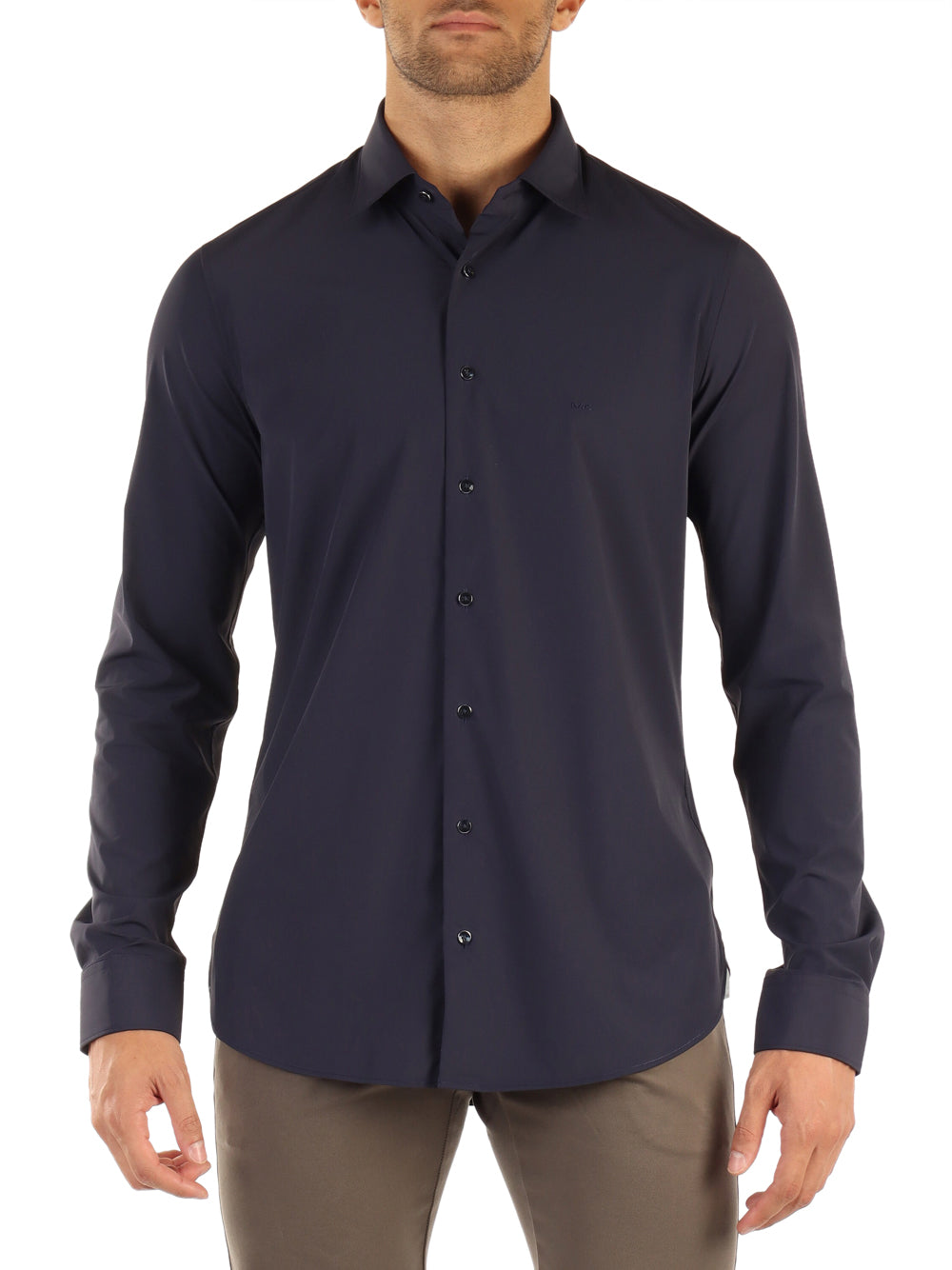 Camicia Classica Michael Kors Perform Stretch Slim da Uomo - Blu