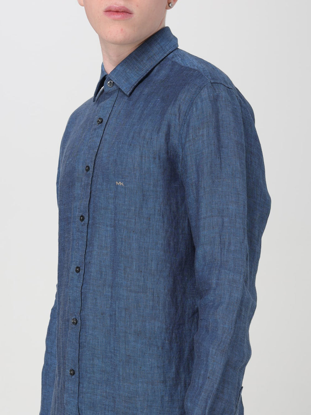 Camicia Casual Michael Kors Linen Slim Fit da Uomo - Blu