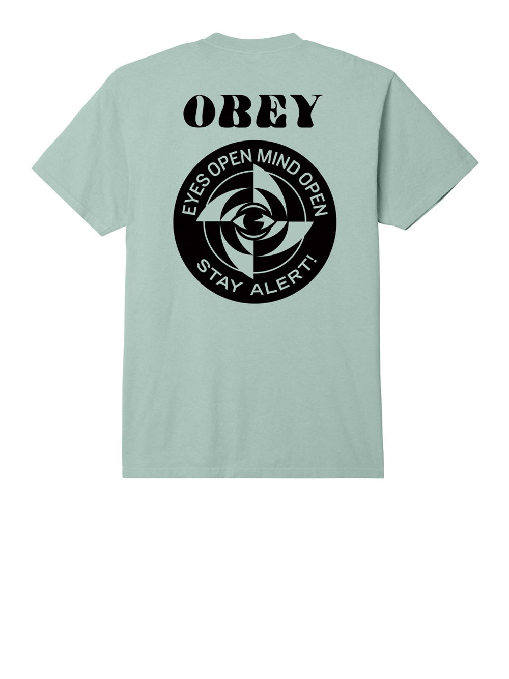 T-shirt Obey Stay Alert Classic Pigment da Uomo - Celeste