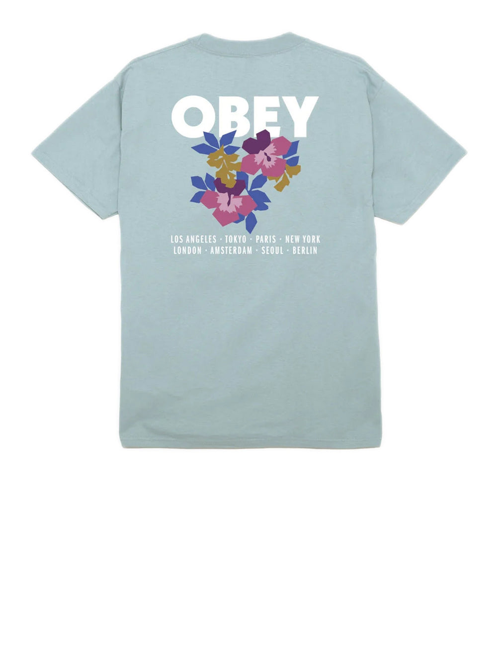 T-shirt Obey Floral Garden da Uomo - Celeste