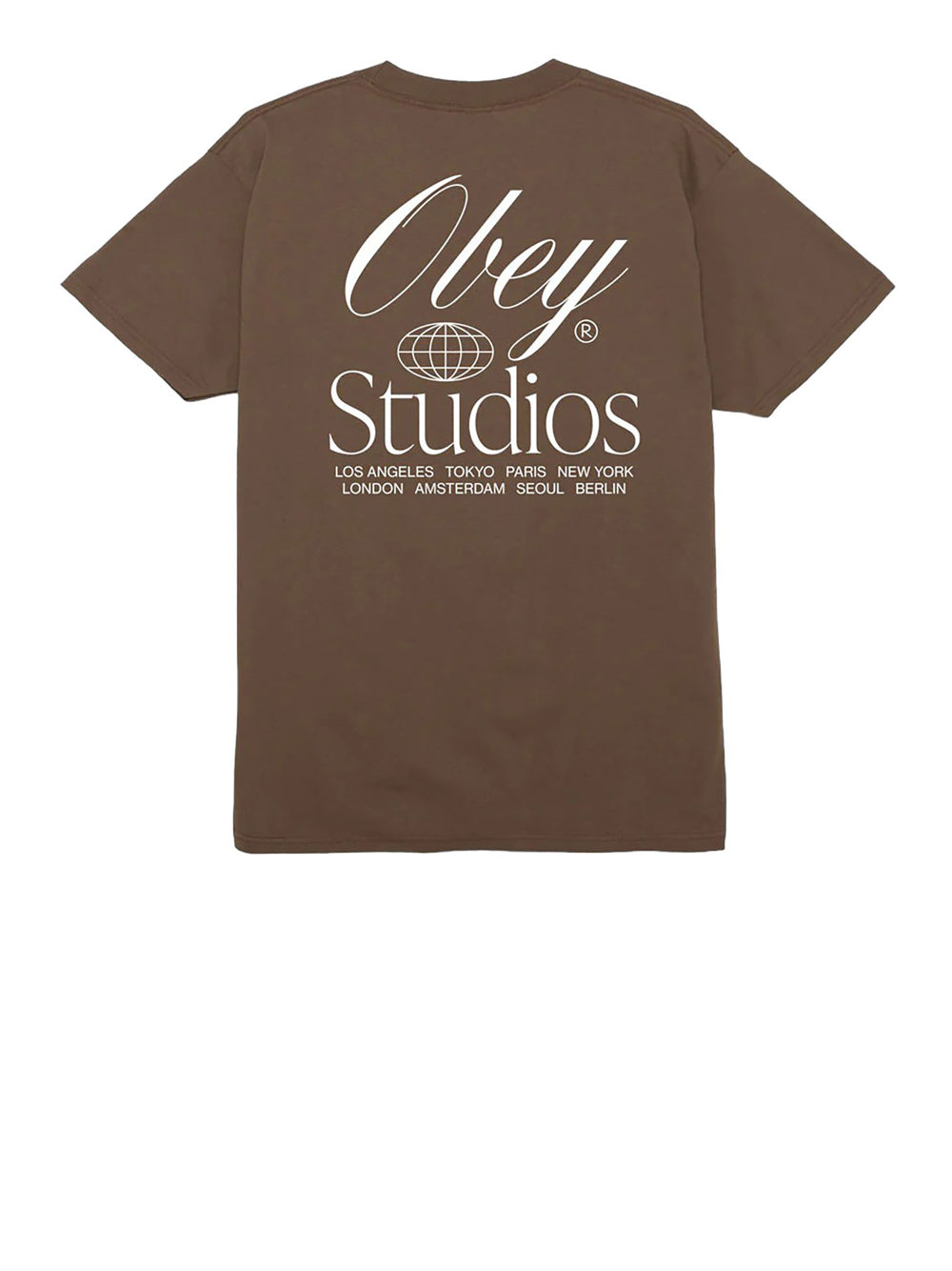 T-shirt Obey Studios Worldwide Classic da Uomo - Marrone