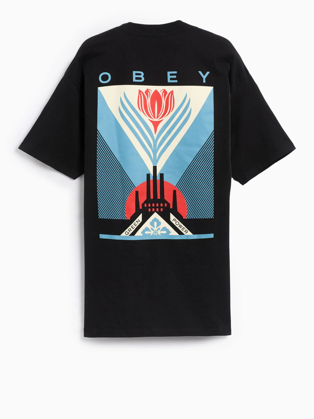 T-shirt Obey Green Power Factory da Uomo - Nero