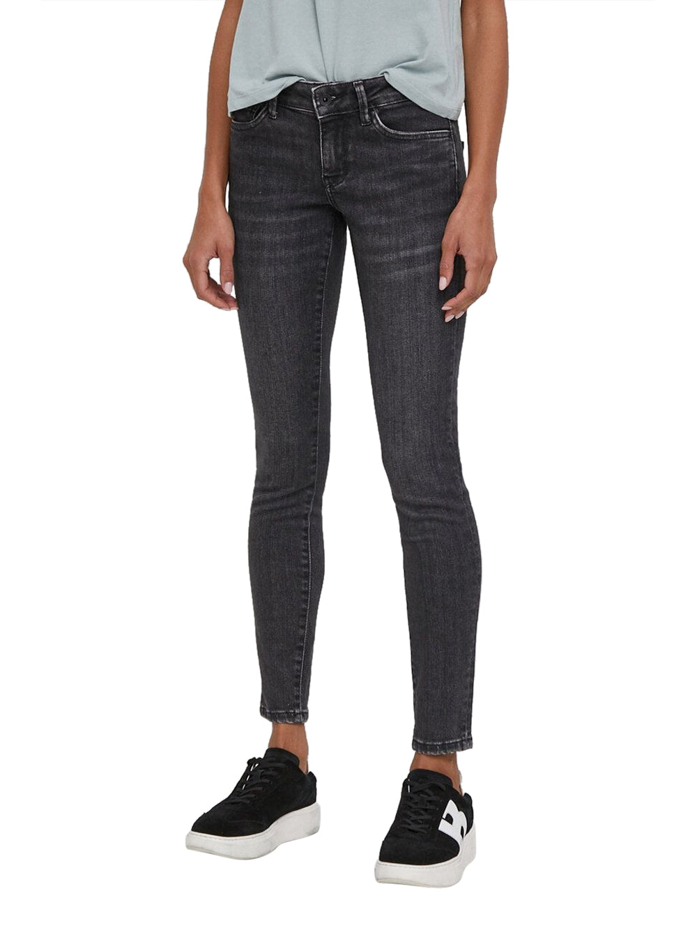 Jeans Skinny Pepe Jeans LW da Donna - Nero Denim