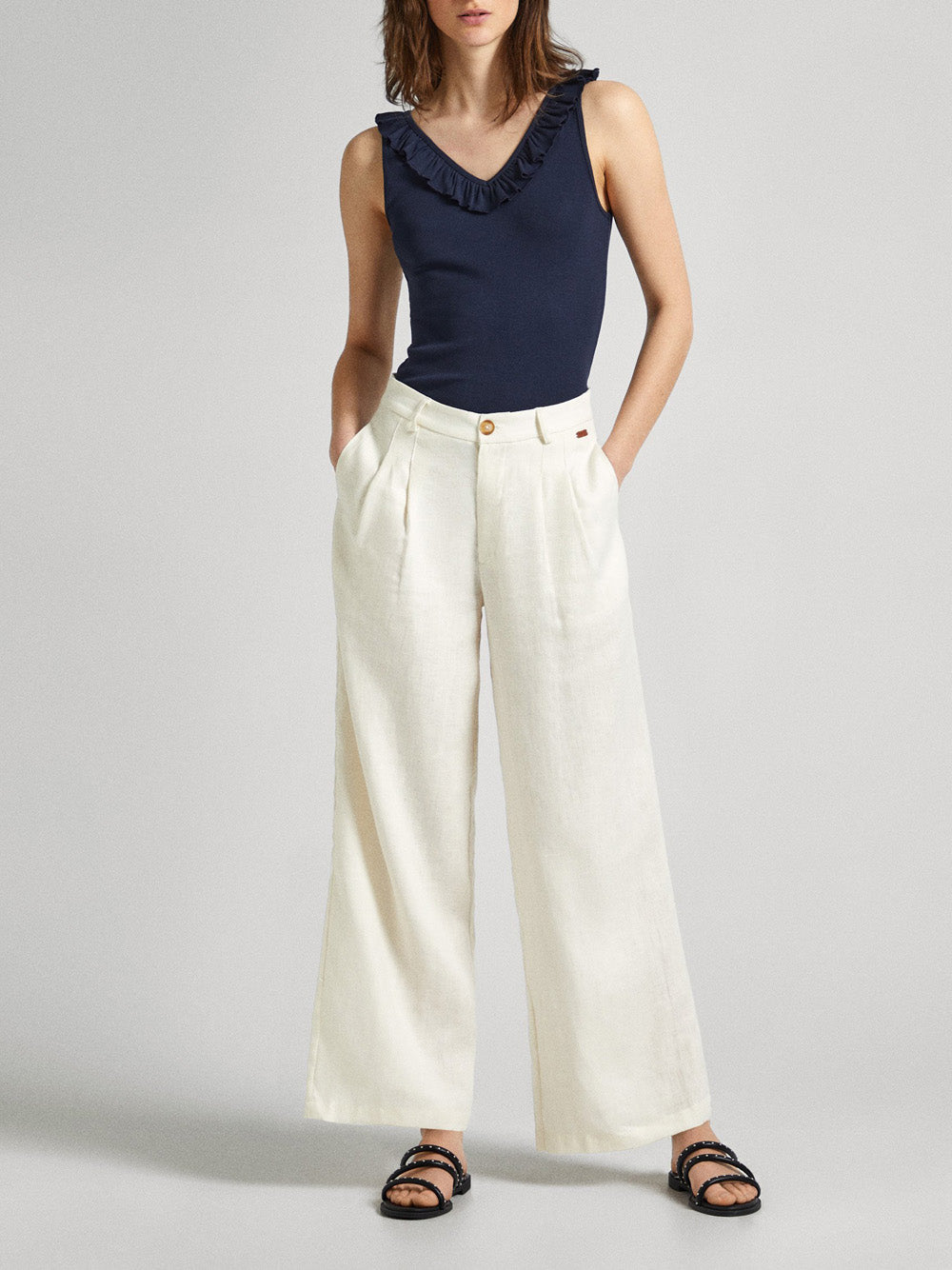 Pantalone Palazzo Pepe Jeans Mae da Donna - Bianco