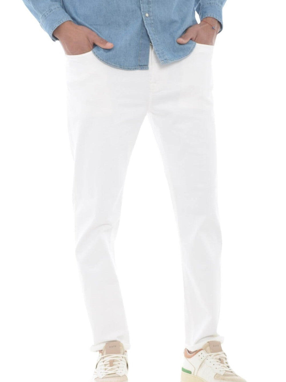 Jeans Slim Roy Rogers Dapper Plain da Uomo - Bianco