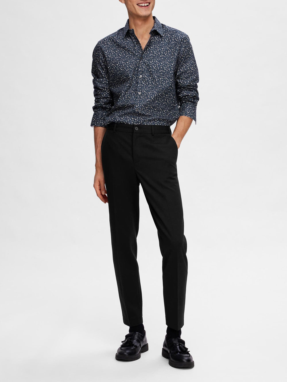 Pantalone Chino Selected Homme da Uomo - Nero