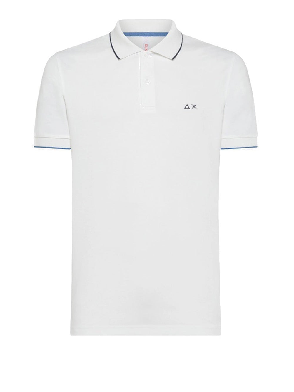 Polo Sun68 Small Stripes On Collar S/S da Uomo - Bianco