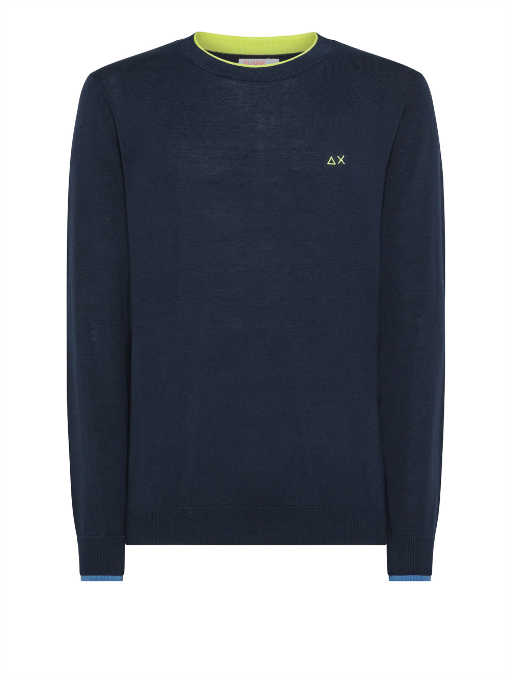 Pullover Sun68 Round Neck Double Rib da Uomo - Blu