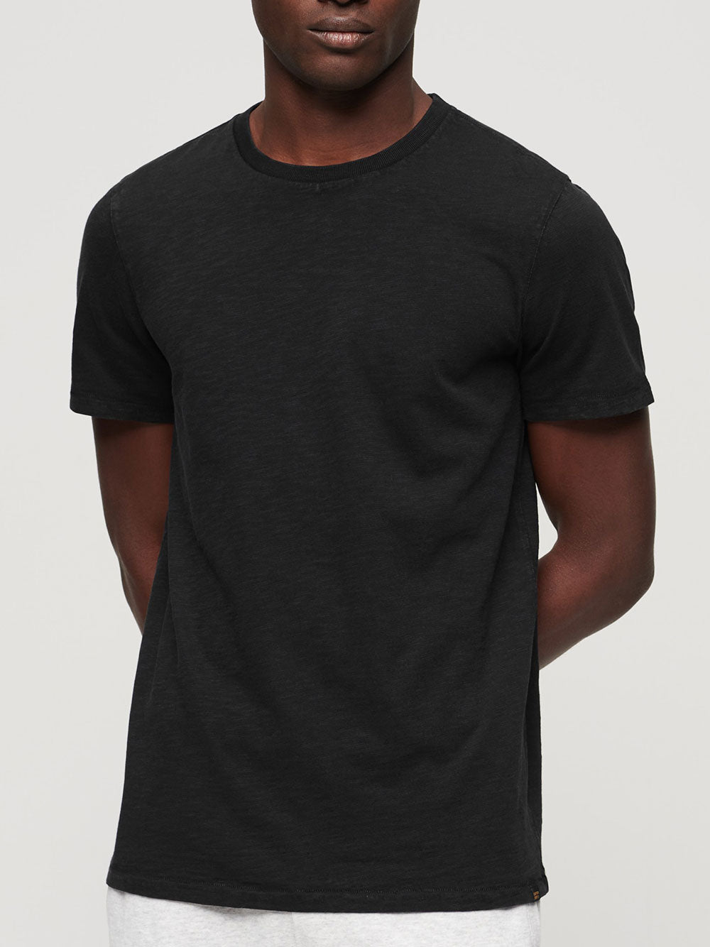 T-shirt Superdry Crew Neck Slub da Uomo - Nero