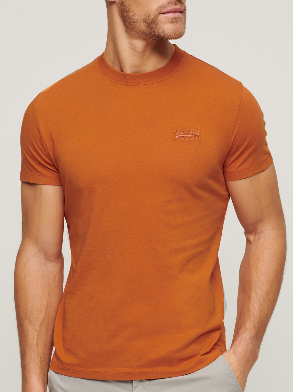 T-shirt Superdry Essential Logo Emb da Uomo - Arancione