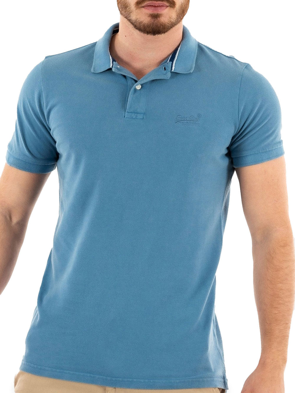 Polo Superdry Vint Destroy da Uomo - Blu