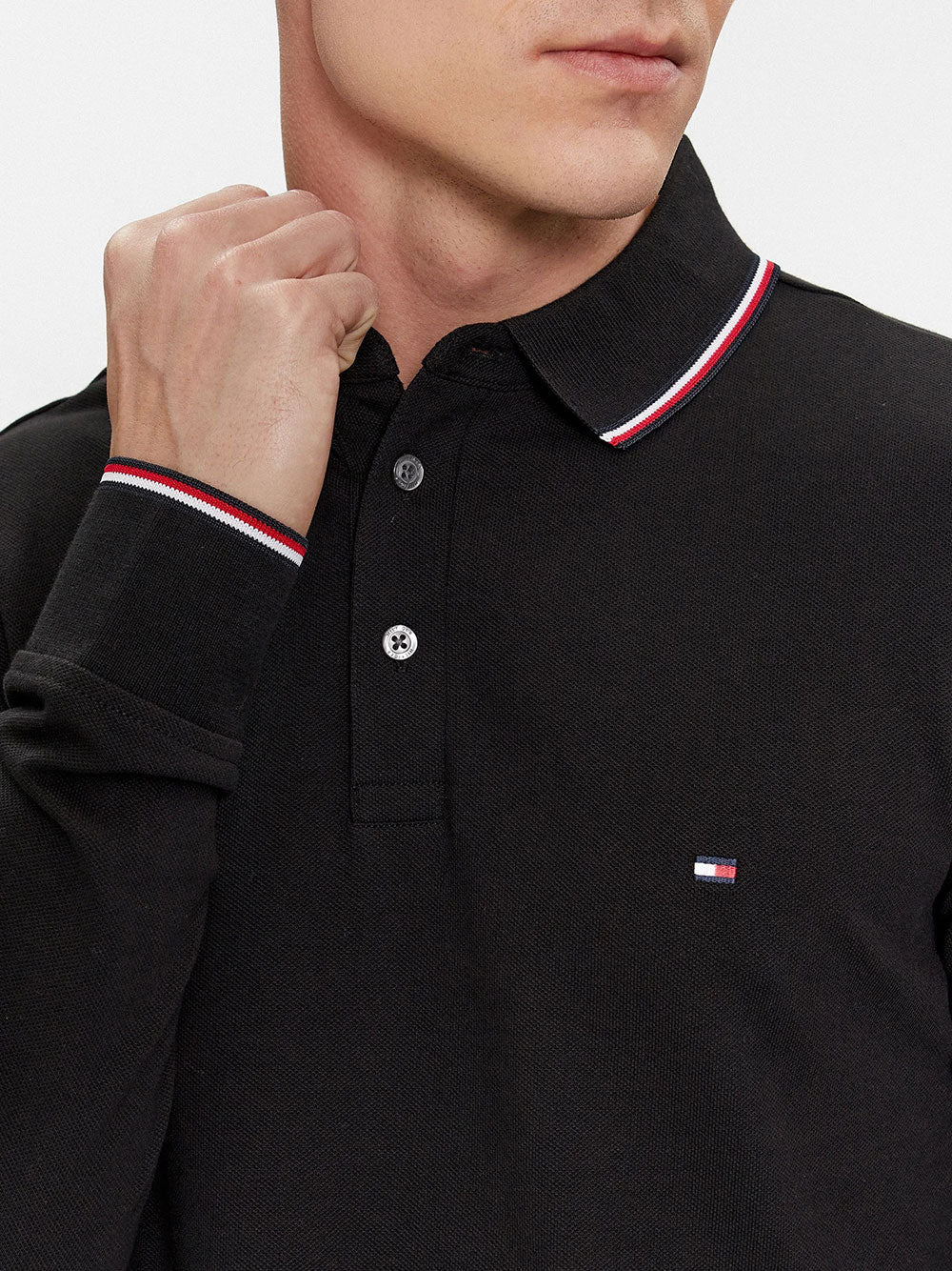 Polo Tommy Hilfiger Tipped Slim da Uomo - Nero