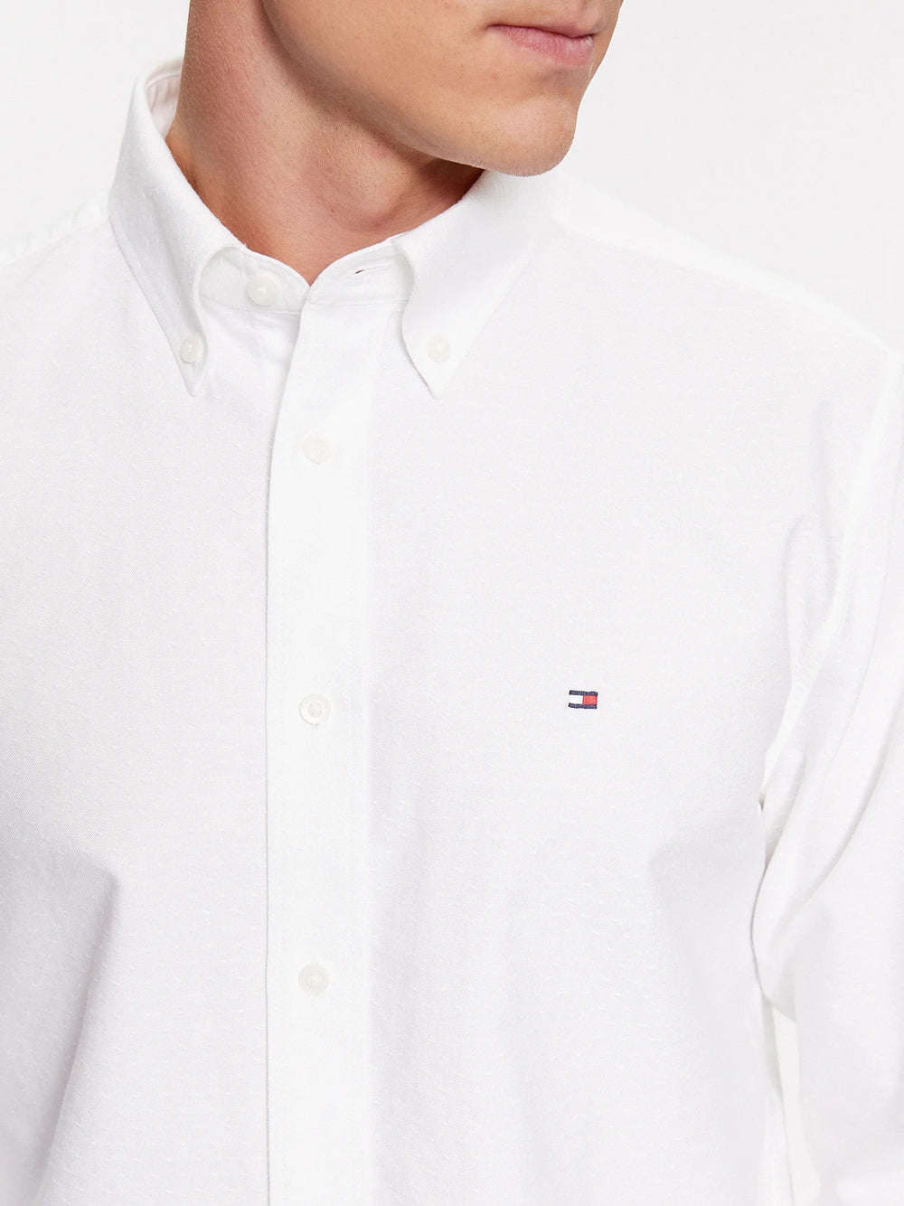 Camicia Classica Tommy Hilfiger Oxford Dobby da Uomo - Bianco