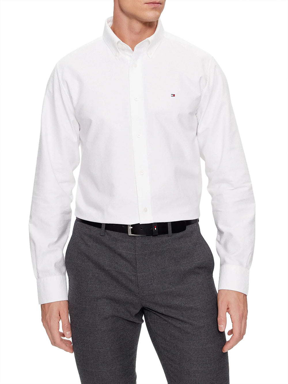 Camicia Classica Tommy Hilfiger Oxford Dobby da Uomo - Bianco