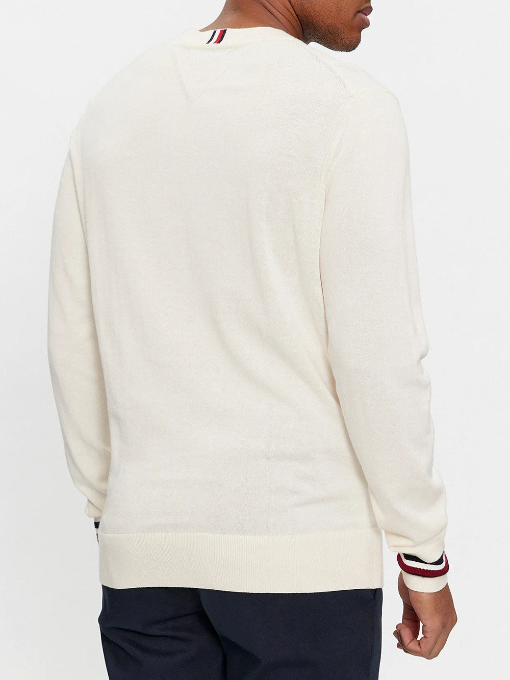 Pullover Tommy Hilfiger Global Stripe Crew da Uomo - Bianco