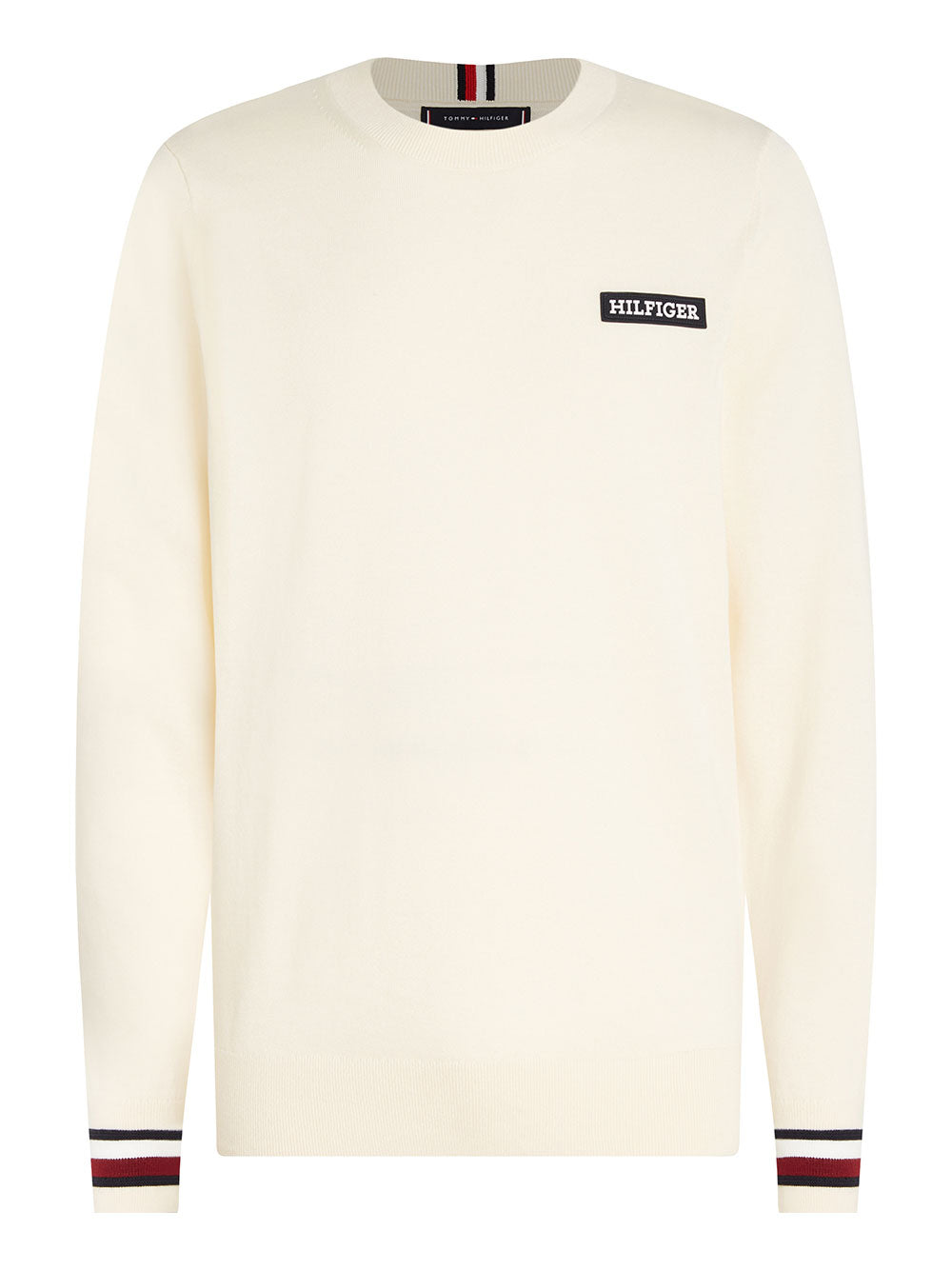 Pullover Tommy Hilfiger Global Stripe Crew da Uomo - Bianco