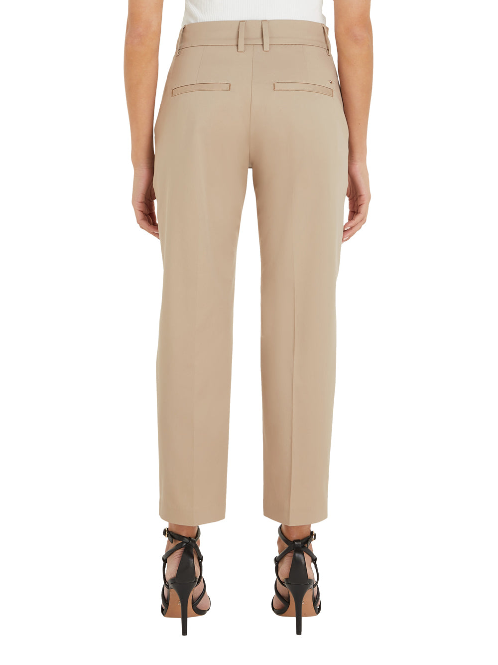 Pantalone Straight Tommy Hilfiger Slim Straight da Donna - Beige