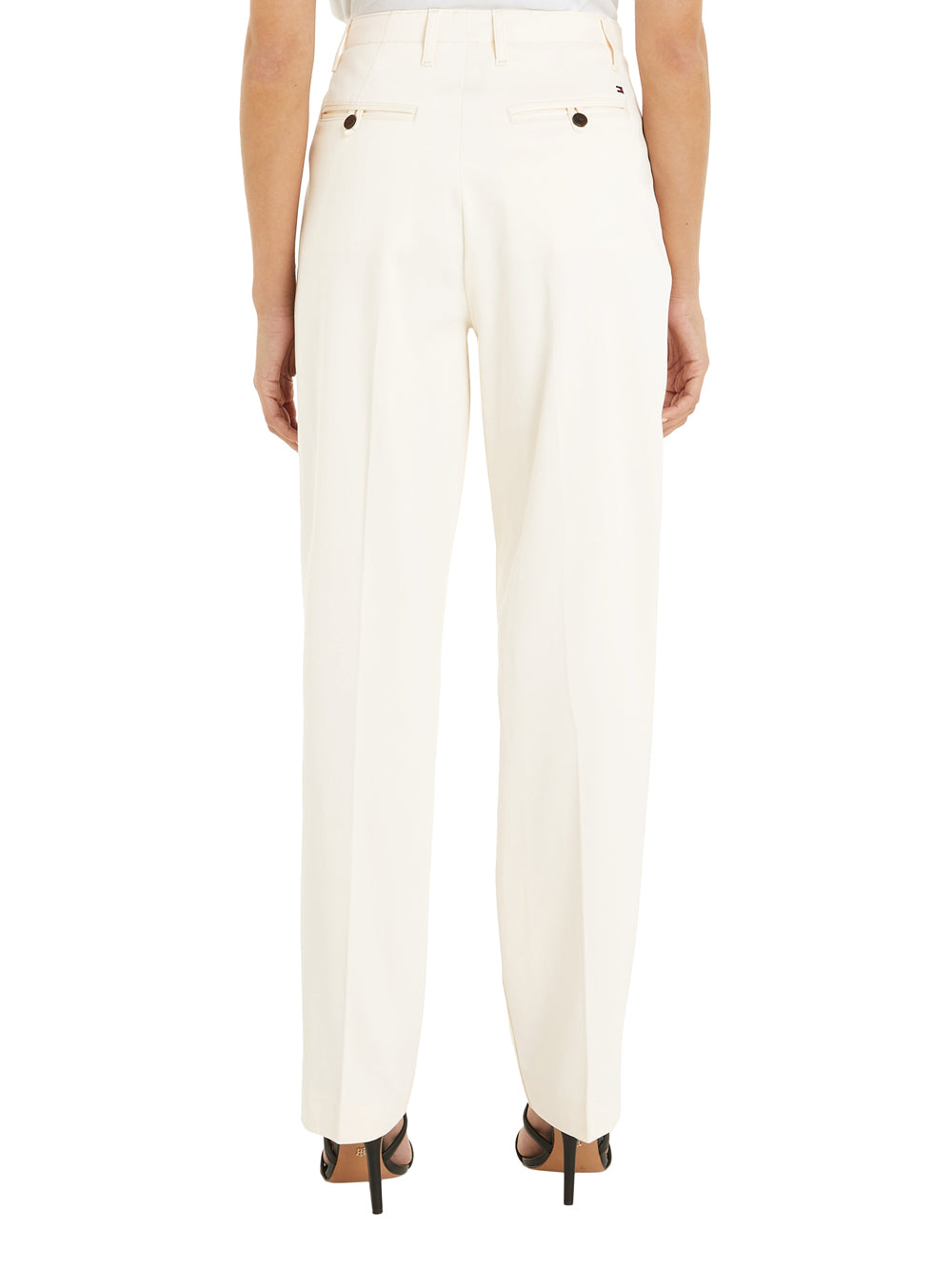 Pantalone Straight Tommy Hilfiger Relaxed Straight da Donna - Bianco