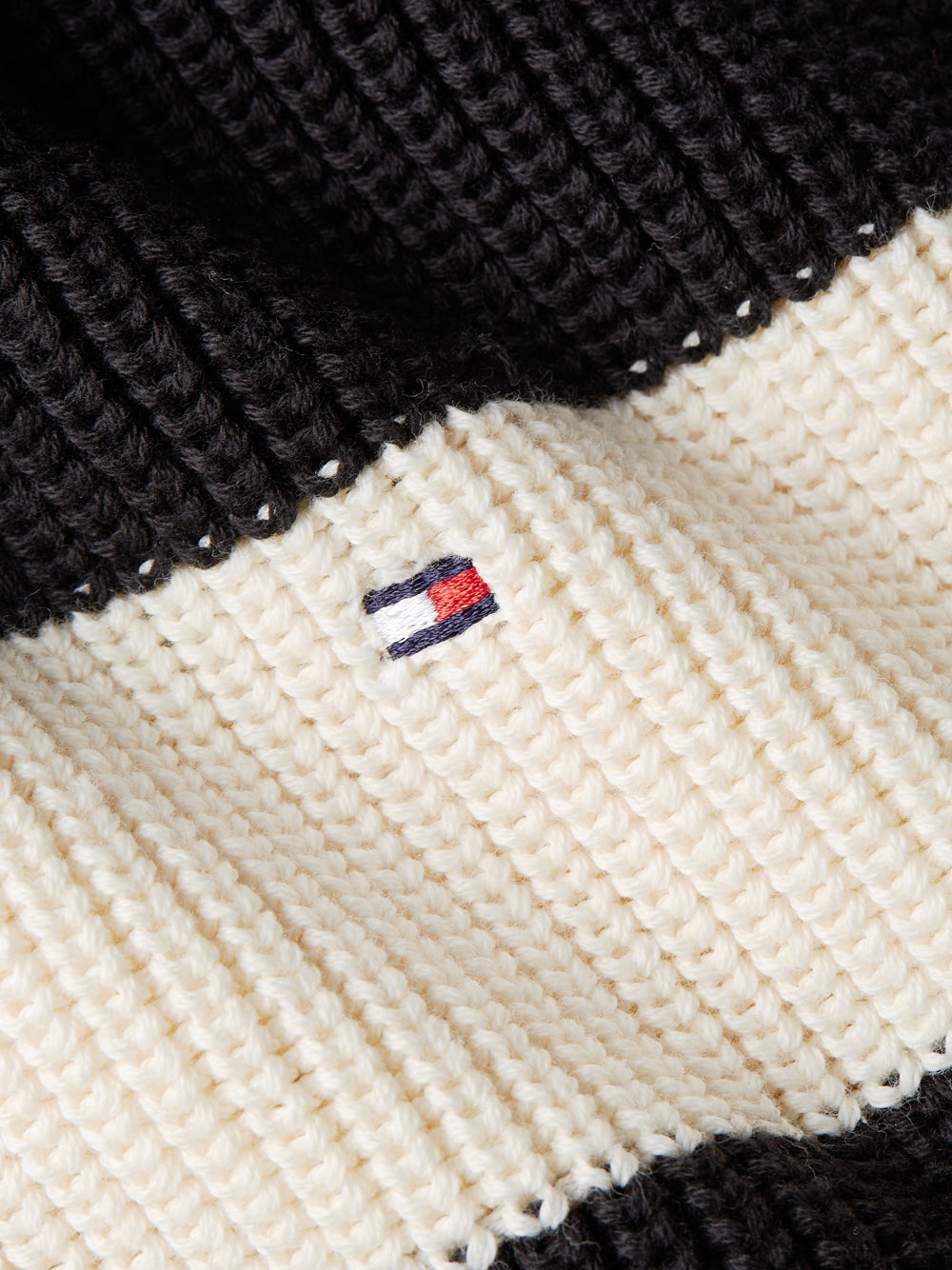 Pullover Tommy Hilfiger Stitch C-Nk da Donna - Avorio Nero