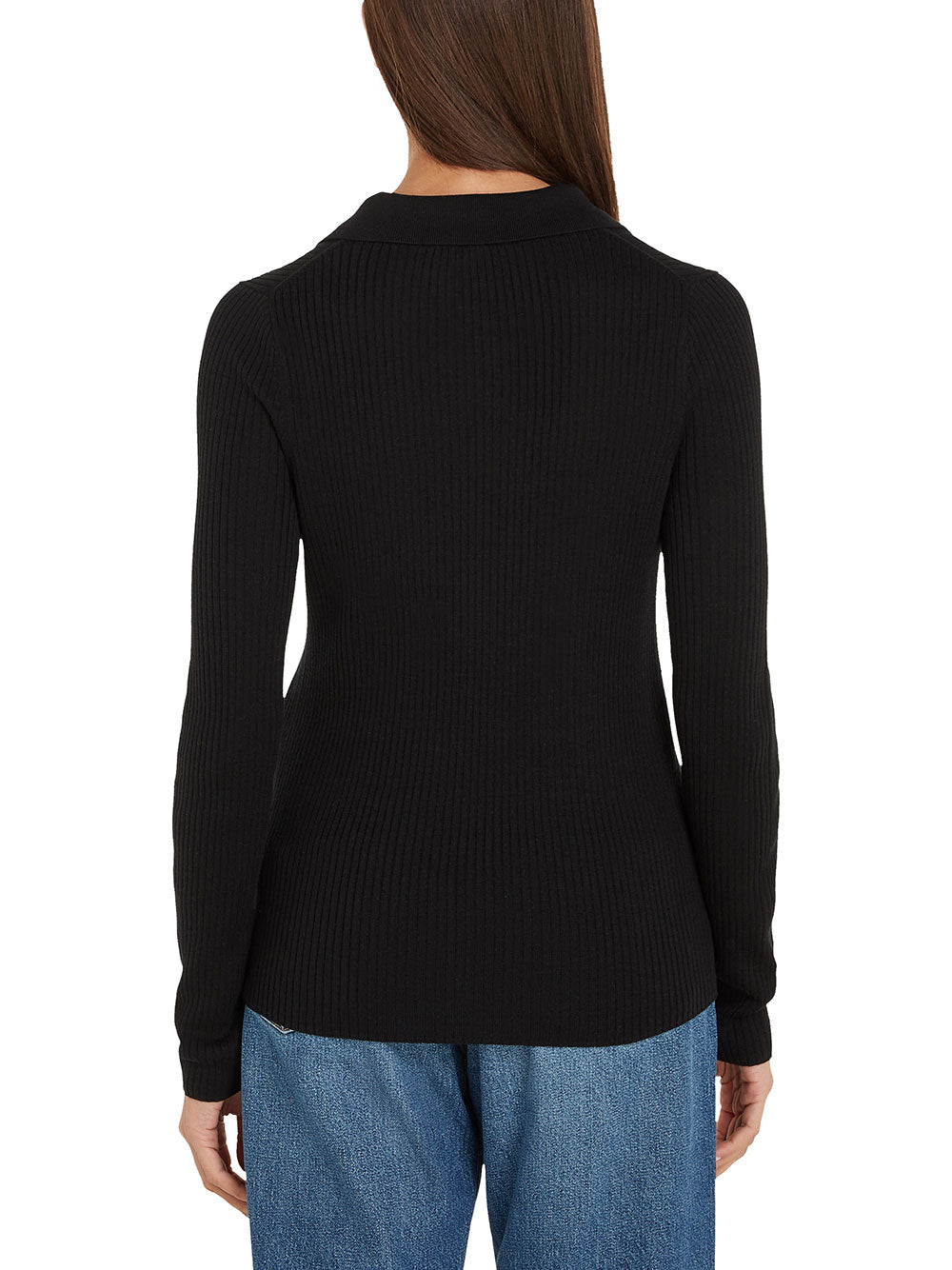 Polo Tommy Hilfiger Fine Ribs Sweater da Donna - Nero