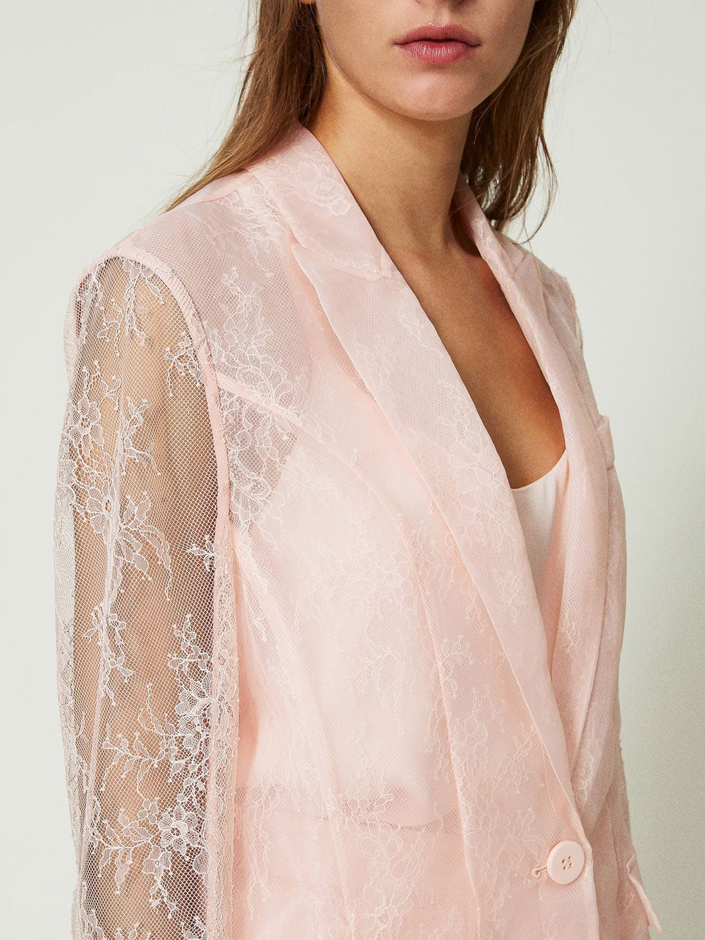 Blazer Twin Set In Pizzo da Donna - Rosa