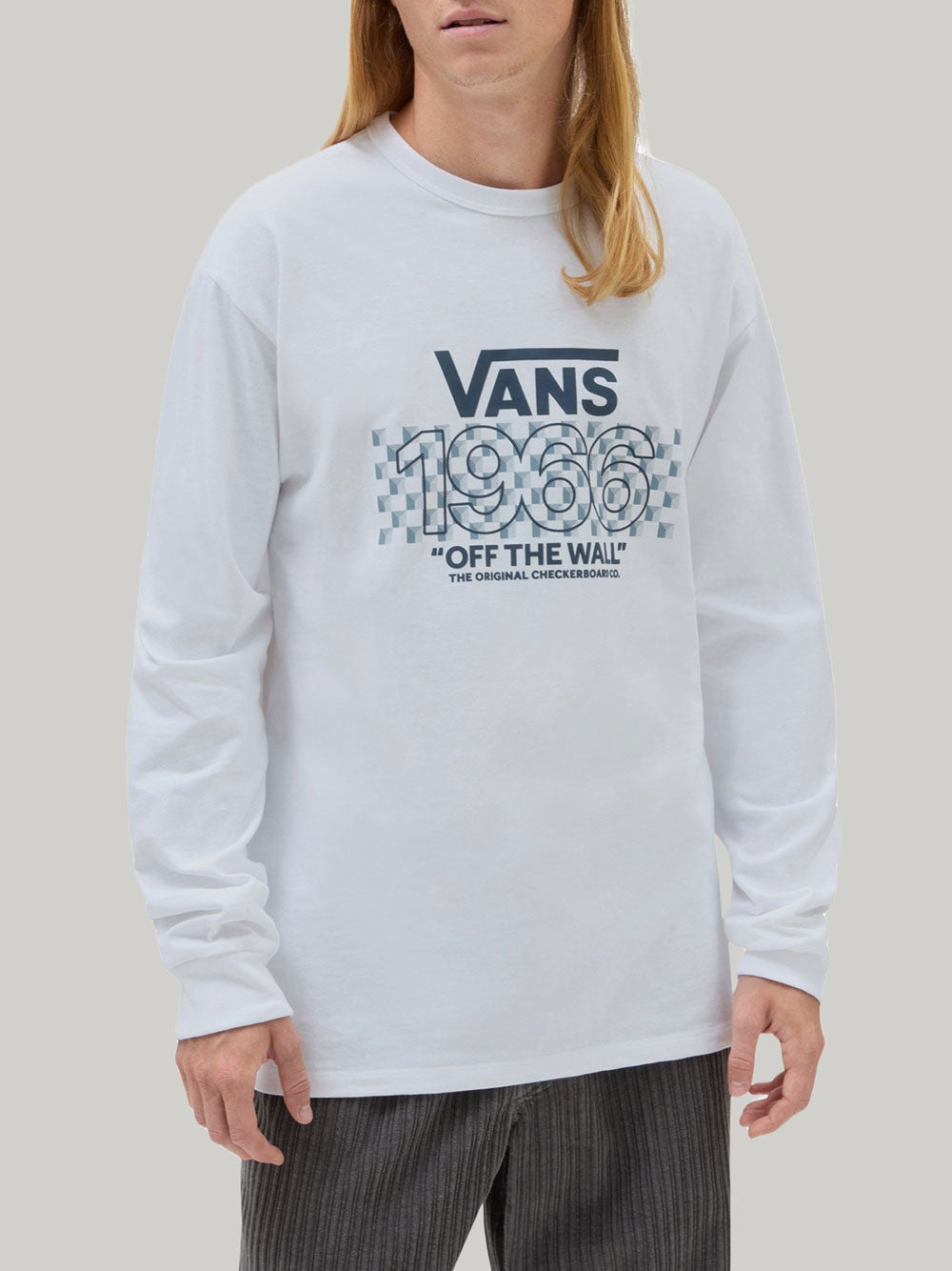 T-shirt Vans Off The Wall Checker Hd Ls da Uomo - Bianco