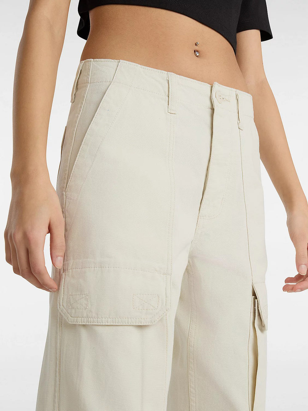 Pantalone Cargo Vans Arroyo Wide Leg da Donna - Avorio