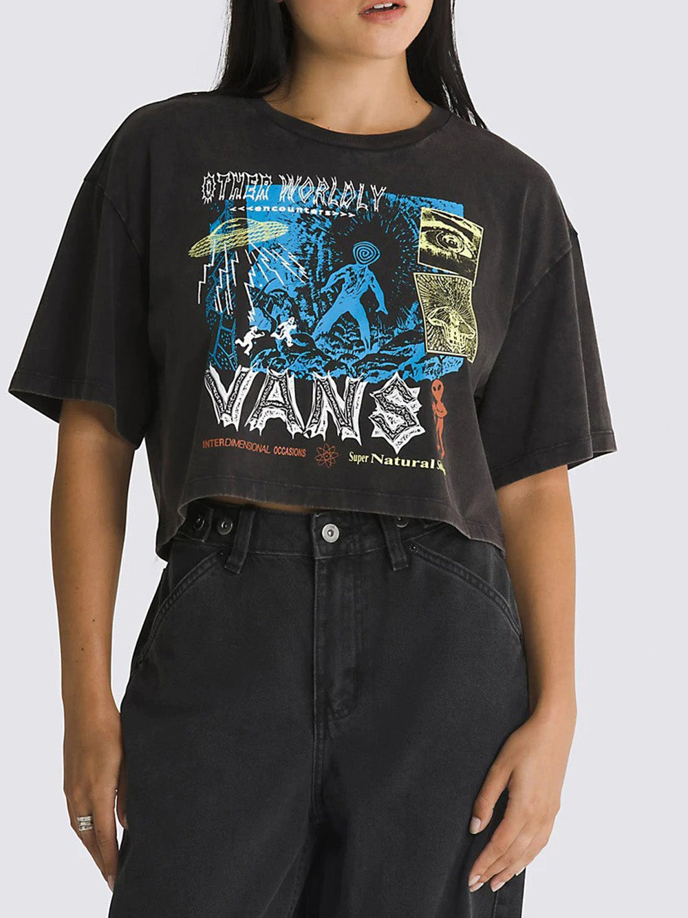 T-shirt Vans Super Natural Relax Crop da Donna - Nero