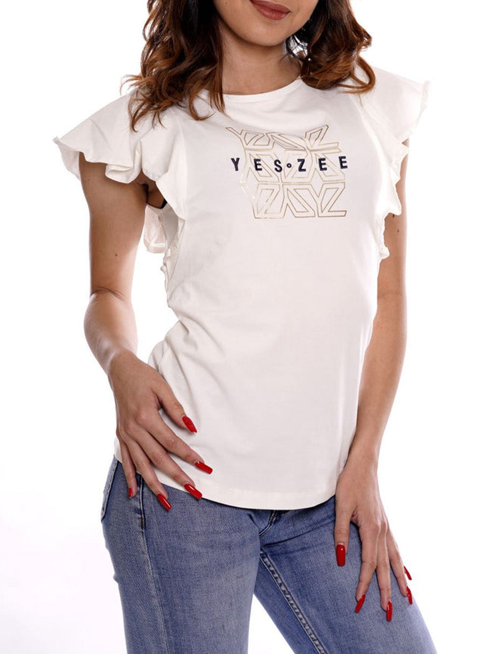 T-shirt Yes Zee da Donna - Avorio