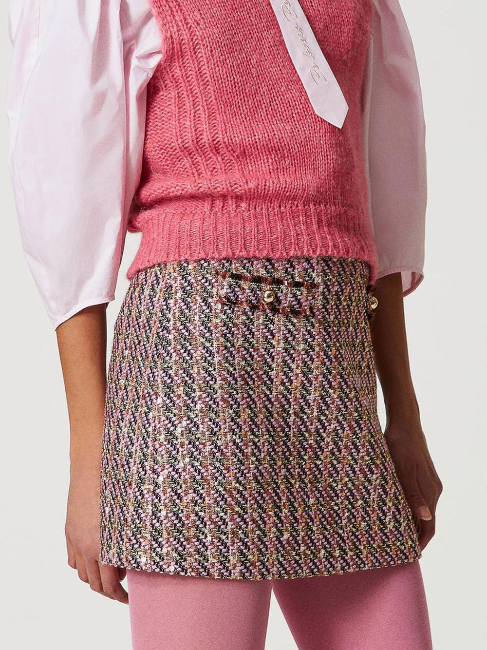 Gonna Mini Actitude Bouclé Lurex da Donna - Rosa