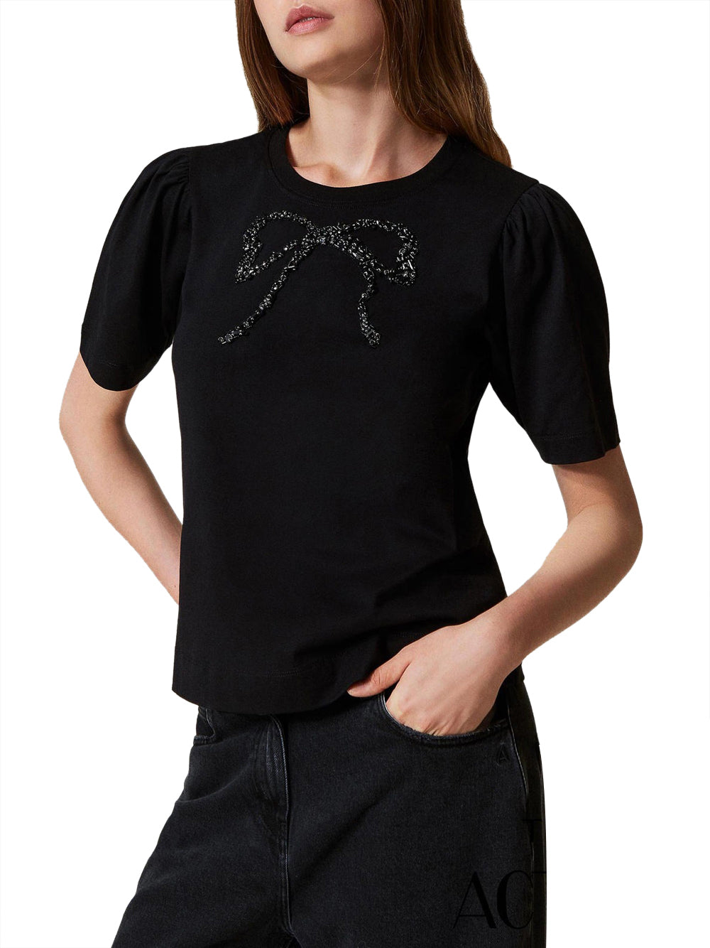 T-shirt Actitude Fiocco da Donna - Nero