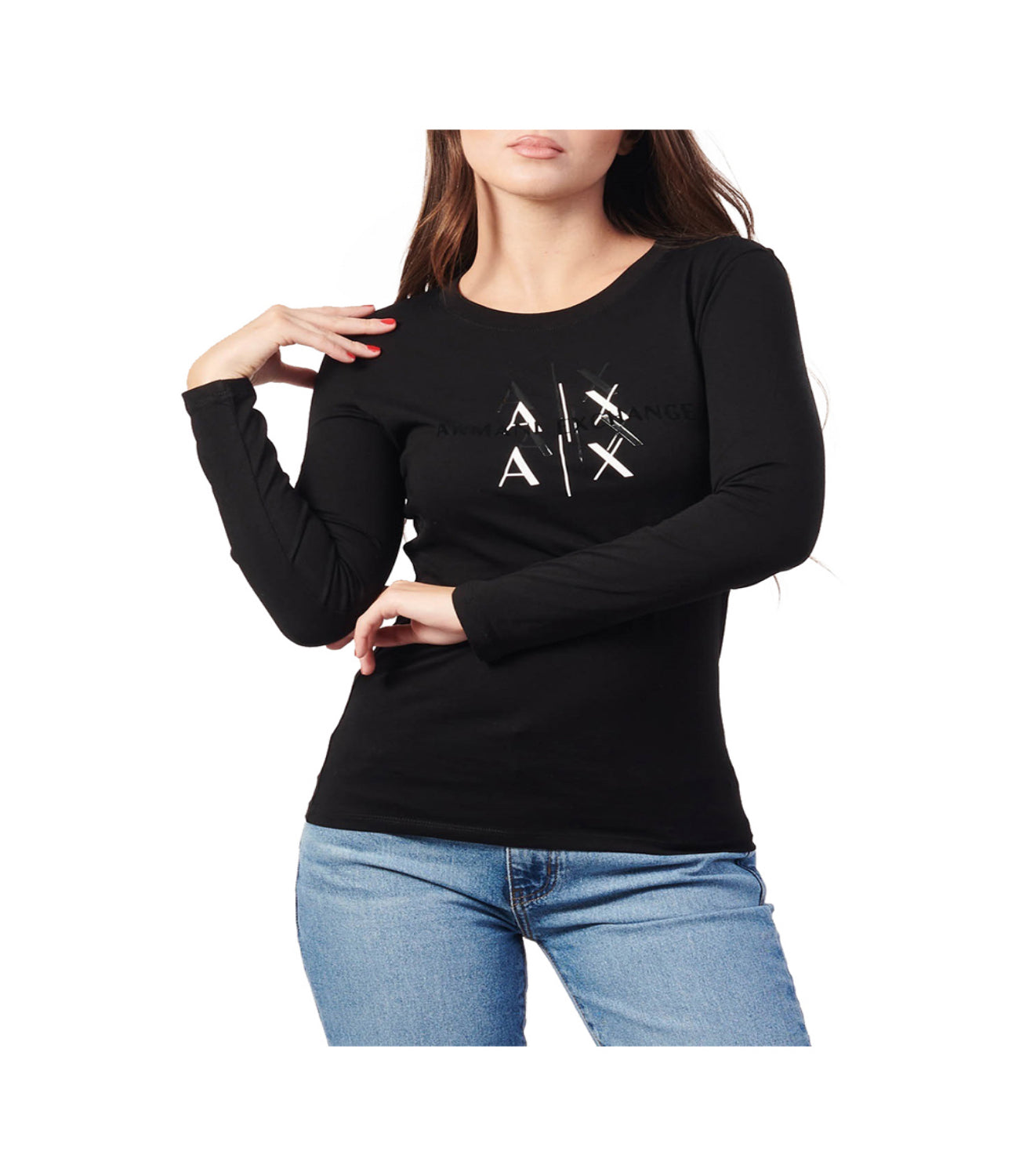 A|X Armani Exchange T-shirt Donna Mod. 6DYT29-YJ3RZ 1200 BLACK Nero