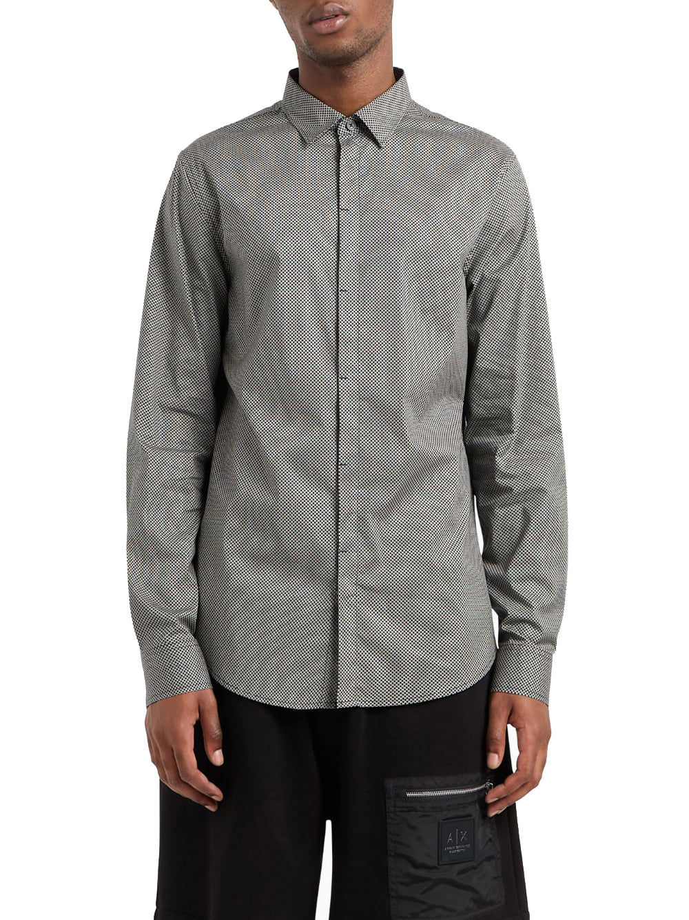 Camicia Casual Armani Exchange Slim Fit da Uomo - Grigio