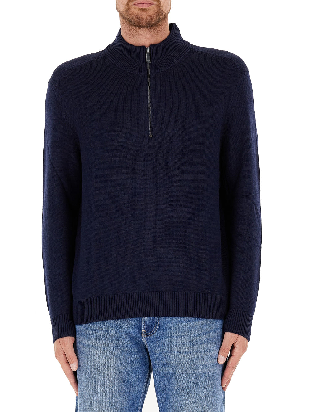 Pullover Armani Exchange Mezza Zip da Uomo - Blu