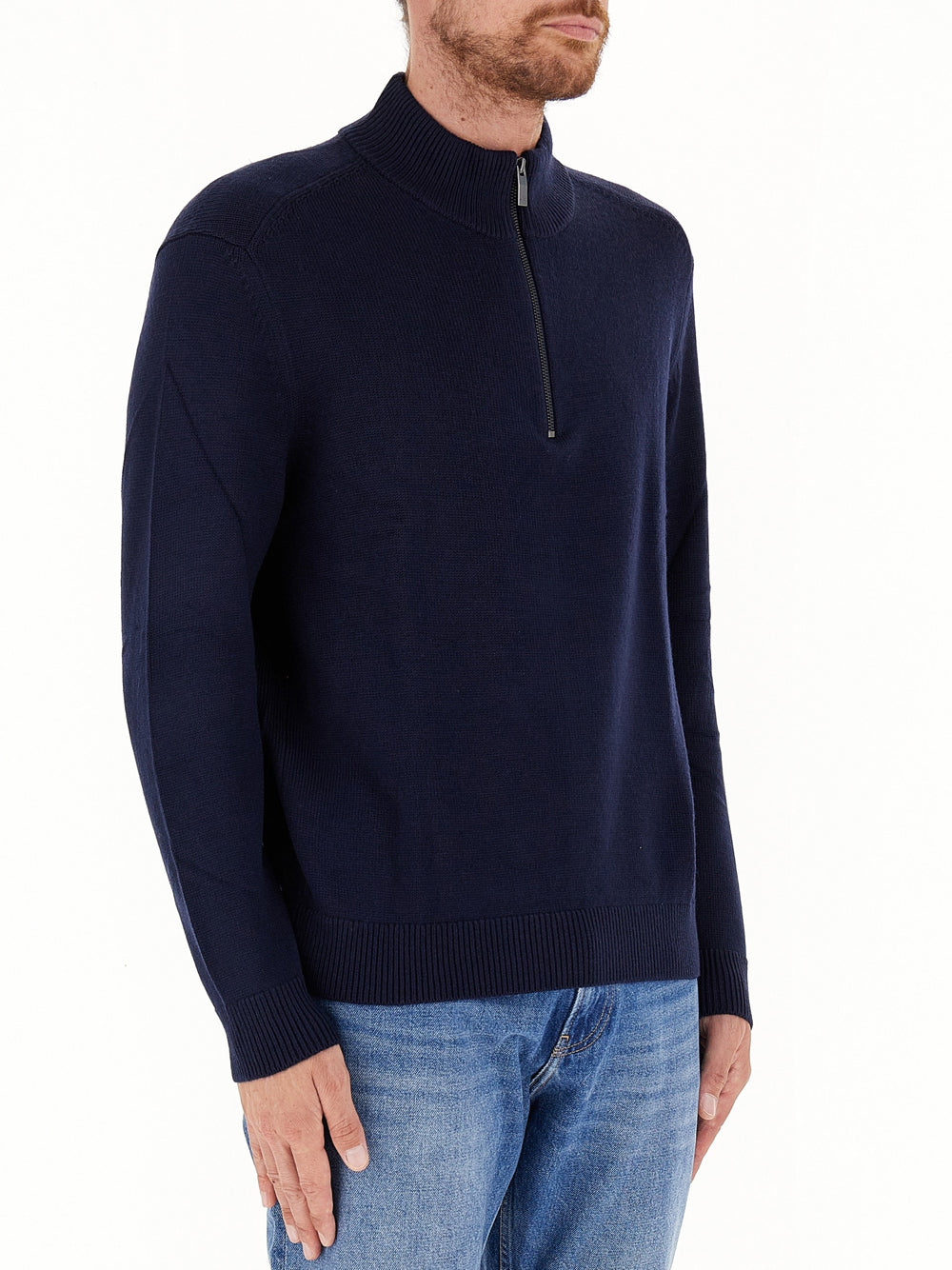 Pullover Armani Exchange Mezza Zip da Uomo - Blu