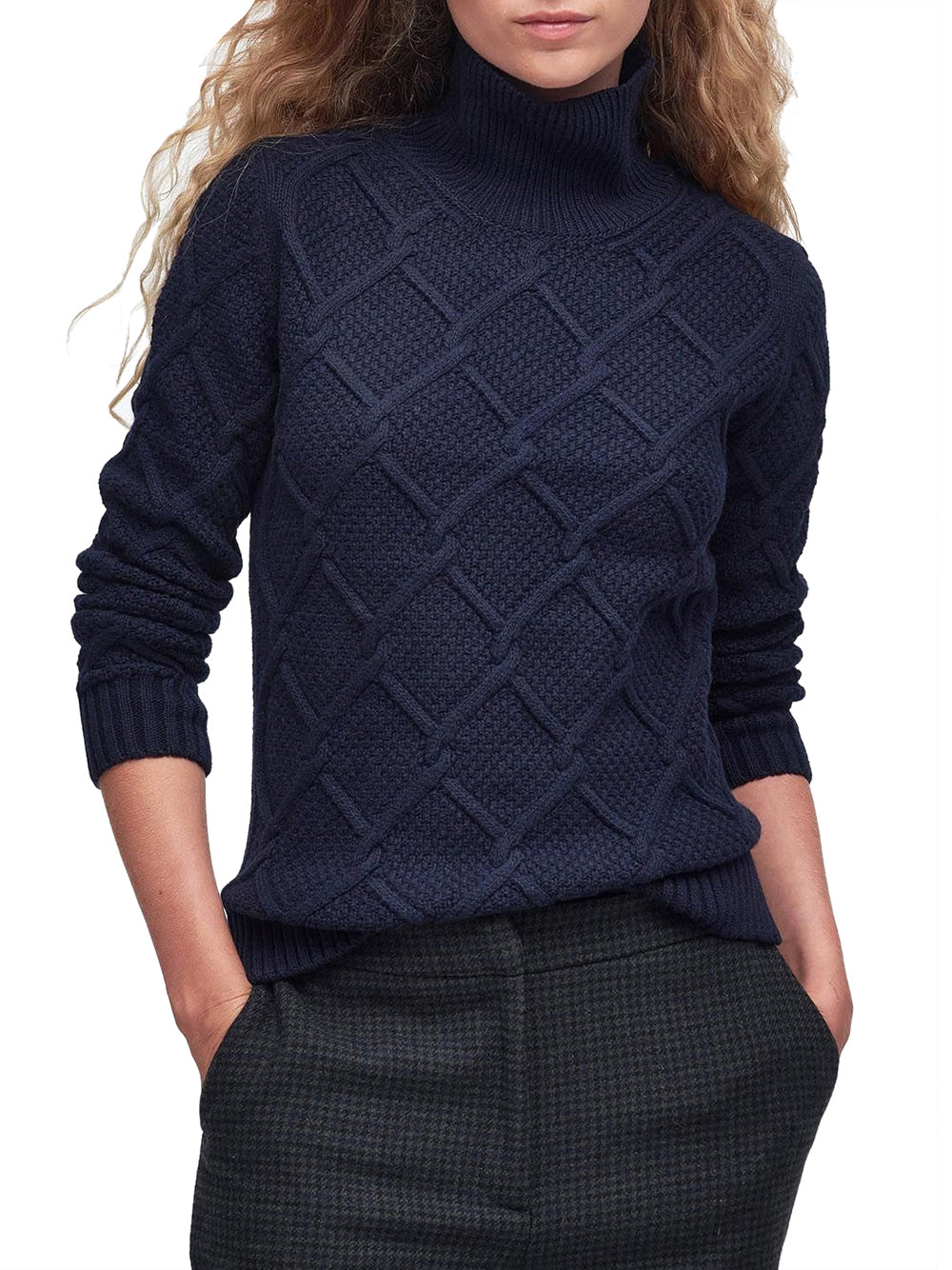 Pullover Barbour Burne Roll Neck da Donna - Blu