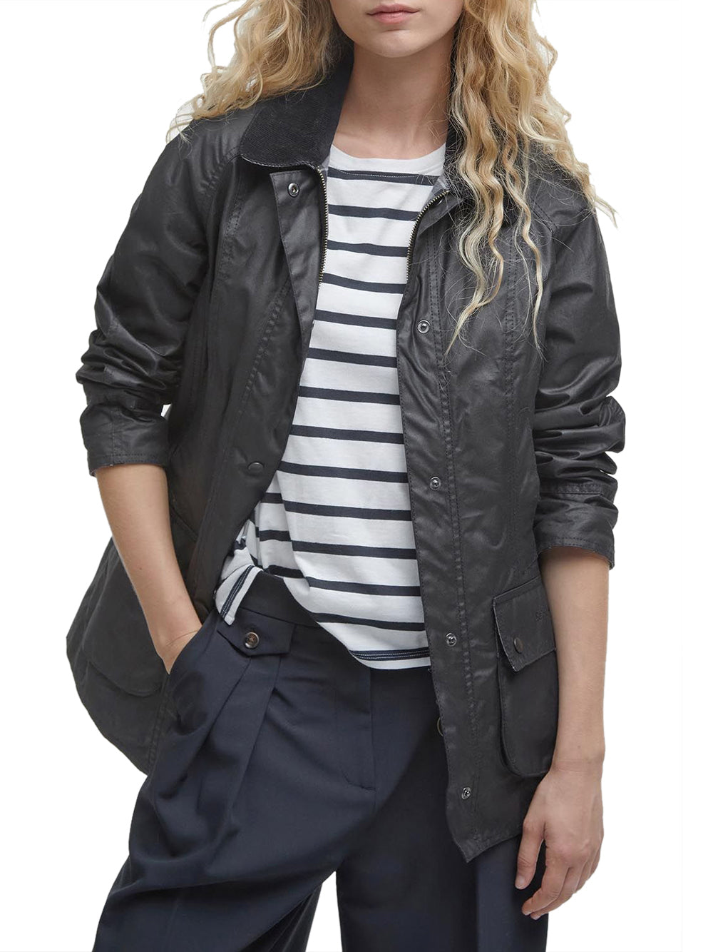 Giubbino Barbour Beadnell Wax da Donna - Nero