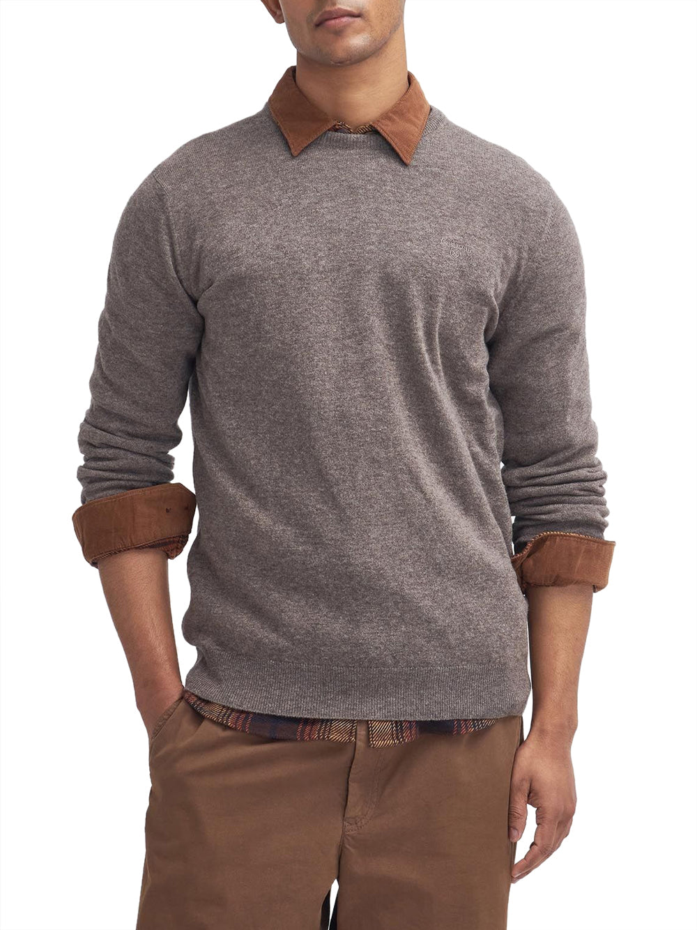 Pullover Barbour Essential Crew Neck da Uomo - Marrone