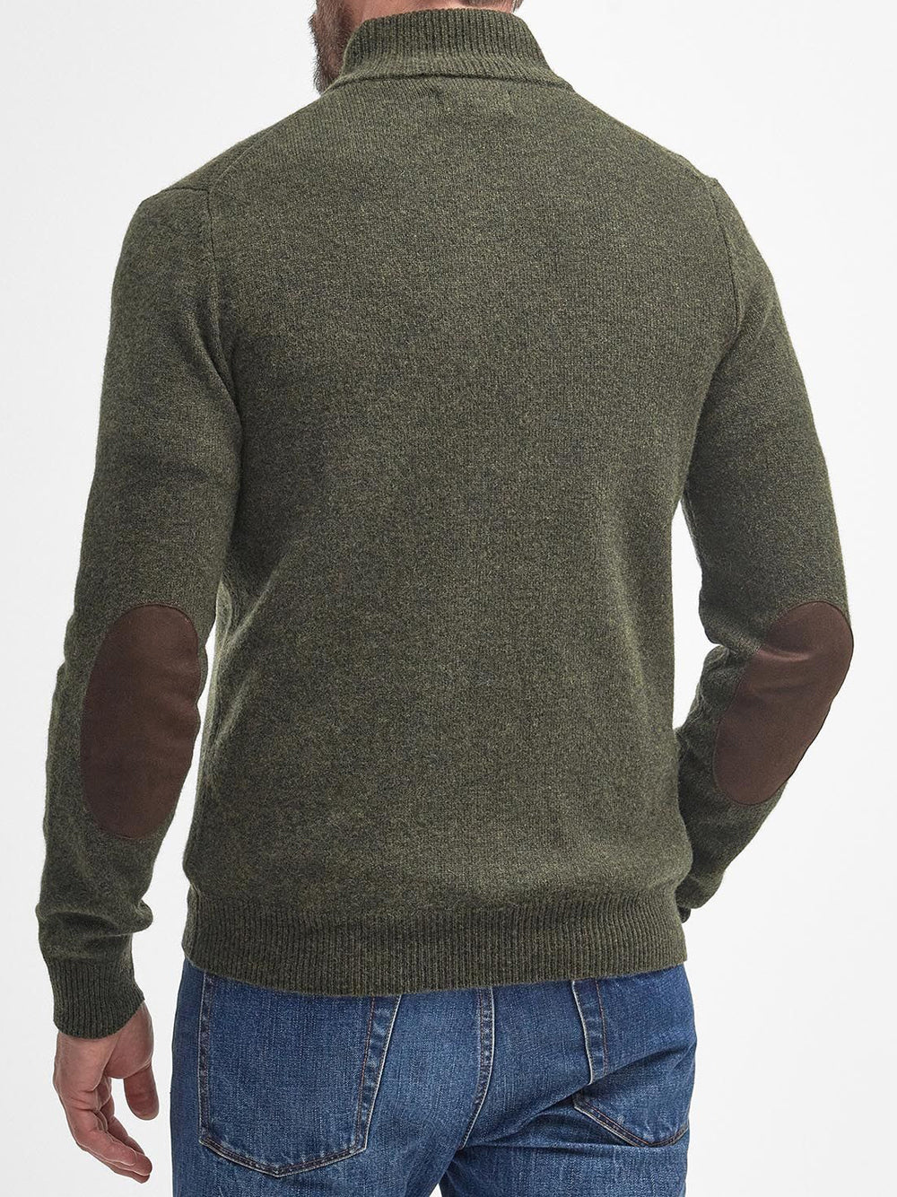 Pullover Barbour Essential Patch Half Button da Uomo - Verde